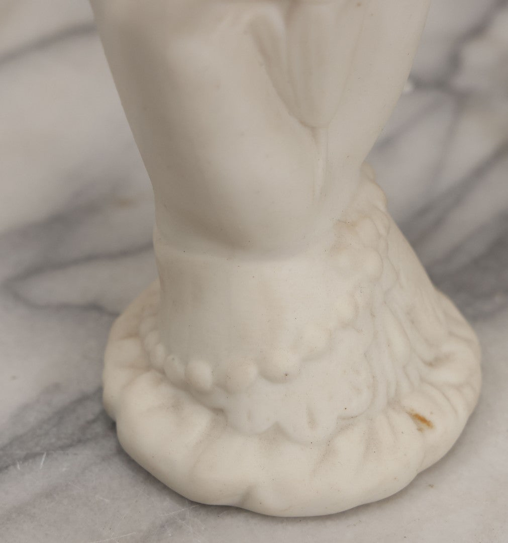 Lot 036 - Vintage Bisque Flower Vase With Hand, Fern, And Petal Motifs, Note Losses To Flower Petals, Chips, 7-3/8" Height