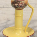 Lot 038 - Antique Yellow Painted Candlestick With Hunting Dogs Attacking Swimming Moose Motif, Manufactured By Royal Bayreuth, Bavaria, 5-3/8" Height