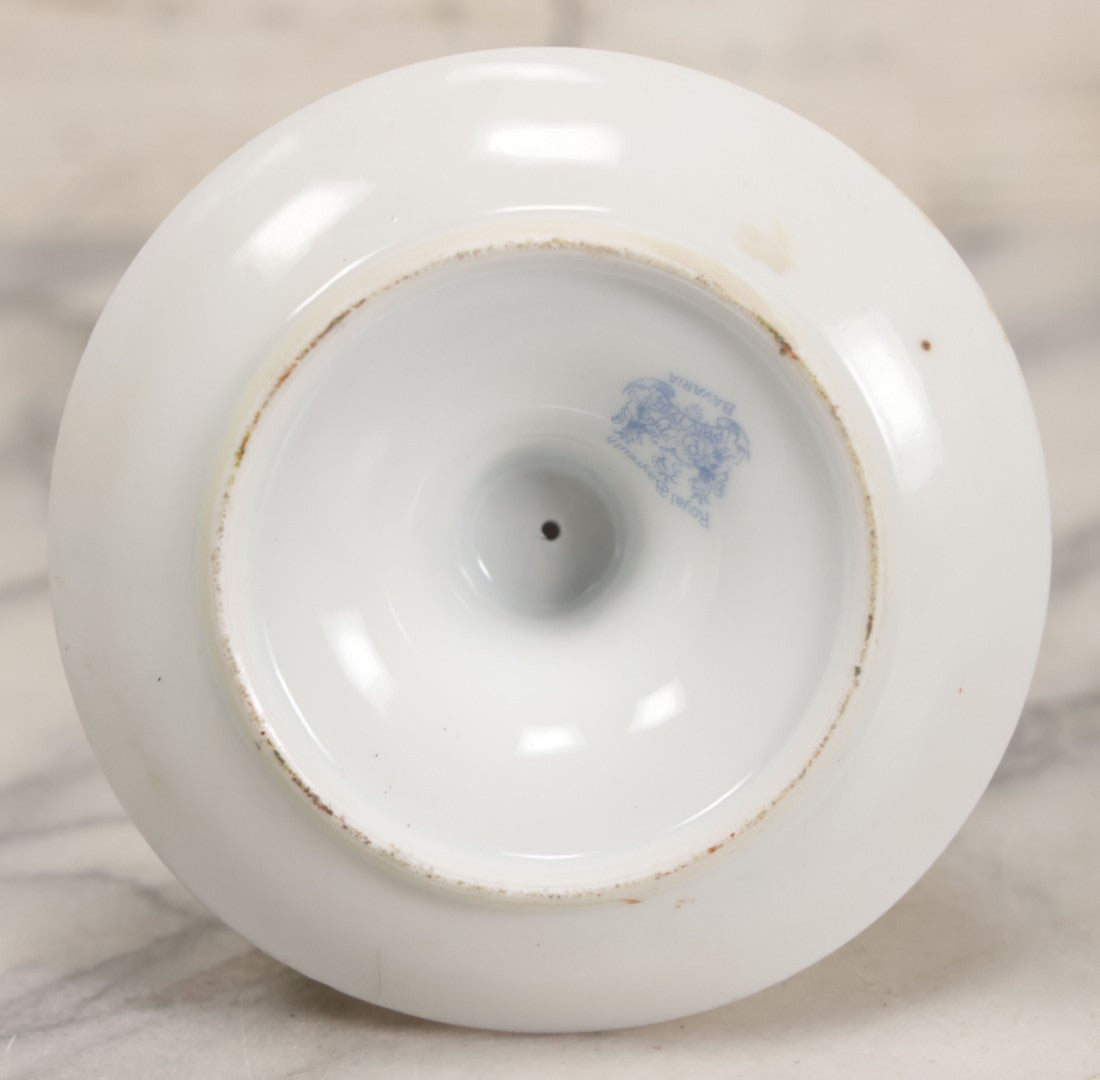 Lot 038 - Antique Yellow Painted Candlestick With Hunting Dogs Attacking Swimming Moose Motif, Manufactured By Royal Bayreuth, Bavaria, 5-3/8" Height