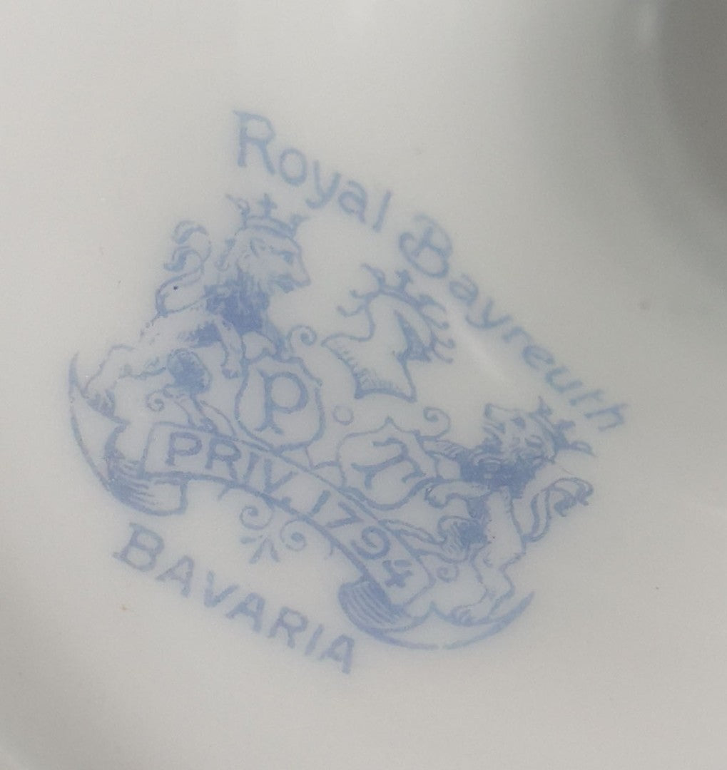 Lot 038 - Antique Yellow Painted Candlestick With Hunting Dogs Attacking Swimming Moose Motif, Manufactured By Royal Bayreuth, Bavaria, 5-3/8" Height