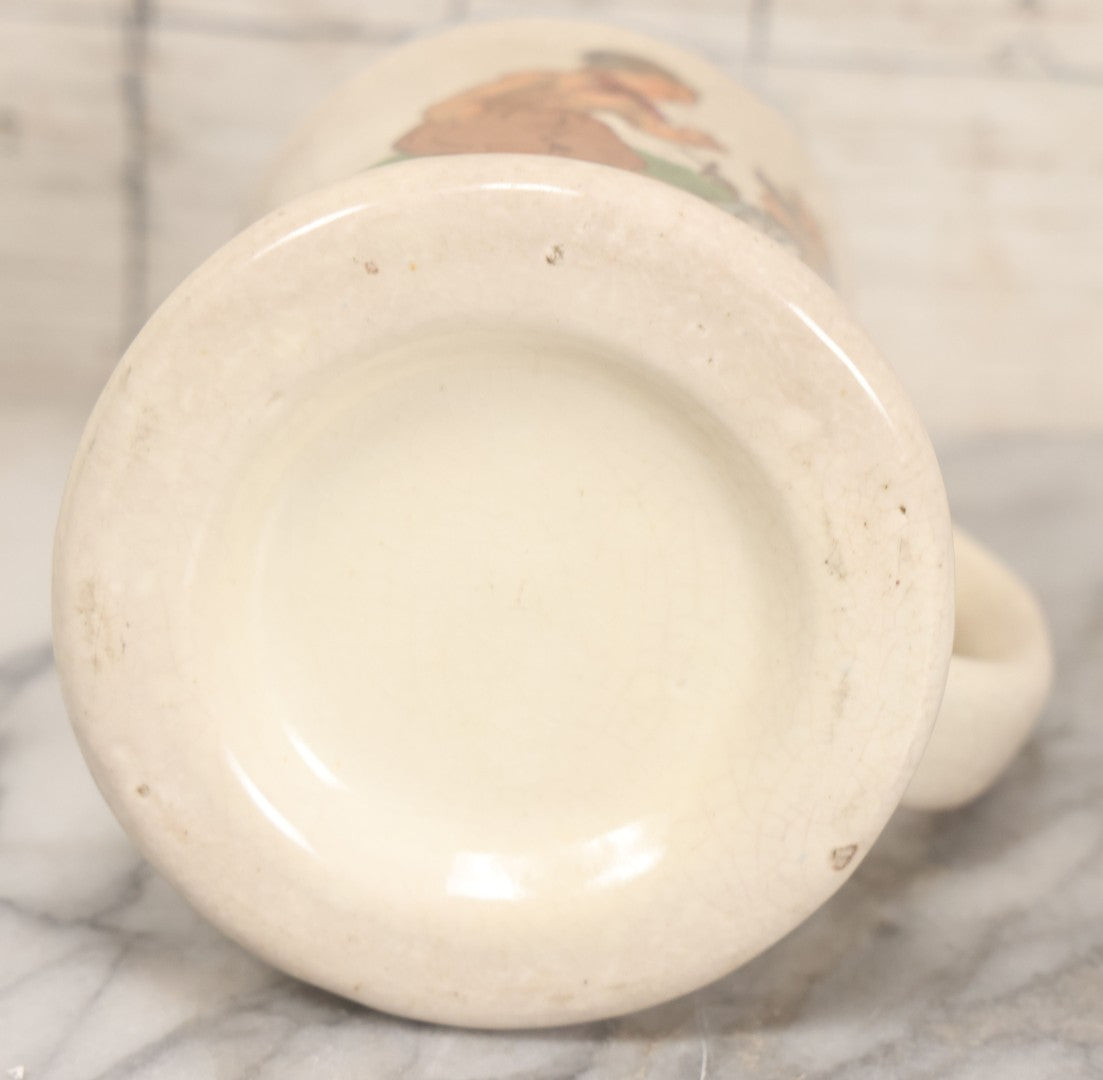 Lot 040 - Pair Of Antique Mugs With Image Of Dutch Children In Clogs Playing With Their Kitten, Windmill In Background