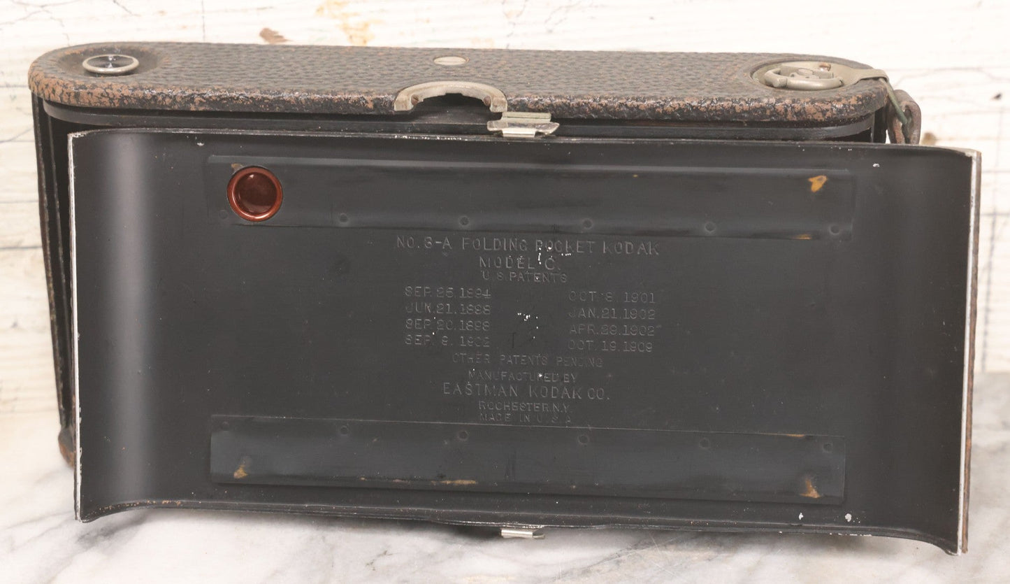 Lot 044 - Antique No. 3-A Folding Pocket Kodak Model C Camera Manufactured By Eastman Kodak Co., Rochester, New York, With Cooke Lens Manufactured By Taylor Taylor & Hobson, Limited, Last Patent Date October 19, 1909, Note Camera Has Musty Smell