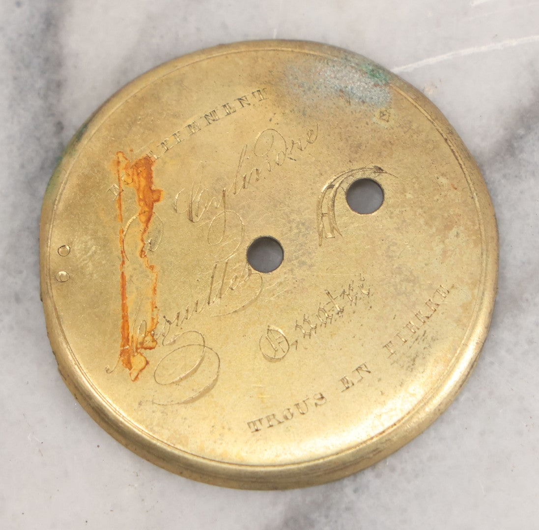 Lot 048 - Mixed Antique Salvage Grouping Of Pocket Watch Parts Including Porcelein Clock Faces, Movements, And Case Parts, 35+ Pieces, Makers Include J.F. Cooper, William Favre, F. Huquenm, M.J. Tobias