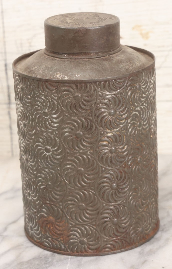 Lot 050 - Antique Coffee Tin From 5th Ave Mocha & Java, John B. O'Donohue & Co, New York, With Pinwheel Design, Note Rust, Holes