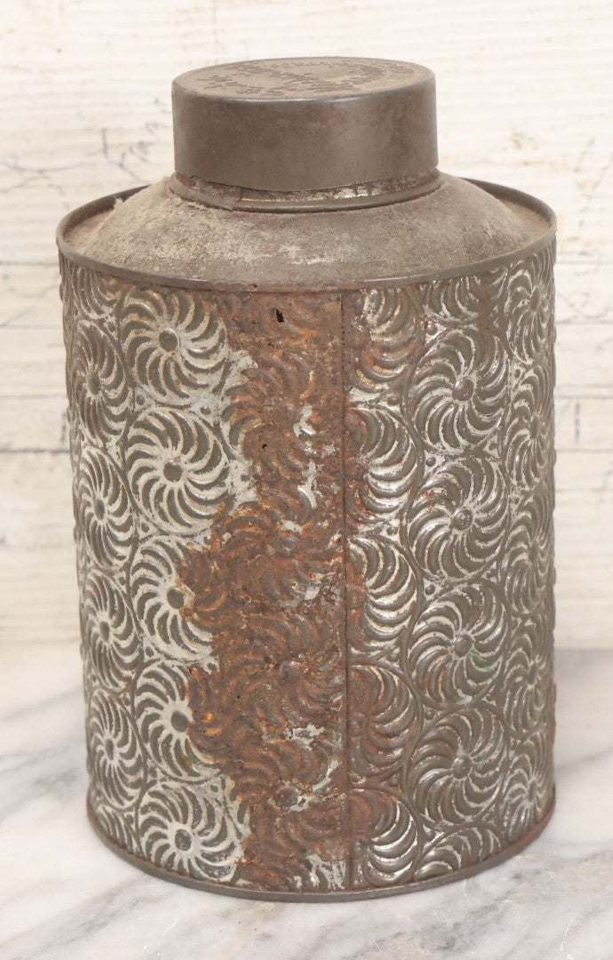 Lot 050 - Antique Coffee Tin From 5th Ave Mocha & Java, John B. O'Donohue & Co, New York, With Pinwheel Design, Note Rust, Holes