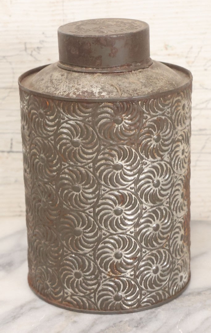 Lot 050 - Antique Coffee Tin From 5th Ave Mocha & Java, John B. O'Donohue & Co, New York, With Pinwheel Design, Note Rust, Holes