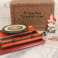 Lot 052 - Antique Tin Lithograph Simplex Typewriter Special Demonstrated Model B In Original Box With "Special Consignment Models" Paperwork And Christmas Santa Claus Trade Scrap, Manufactured By Simplex Typewriter Co. Inc., New York