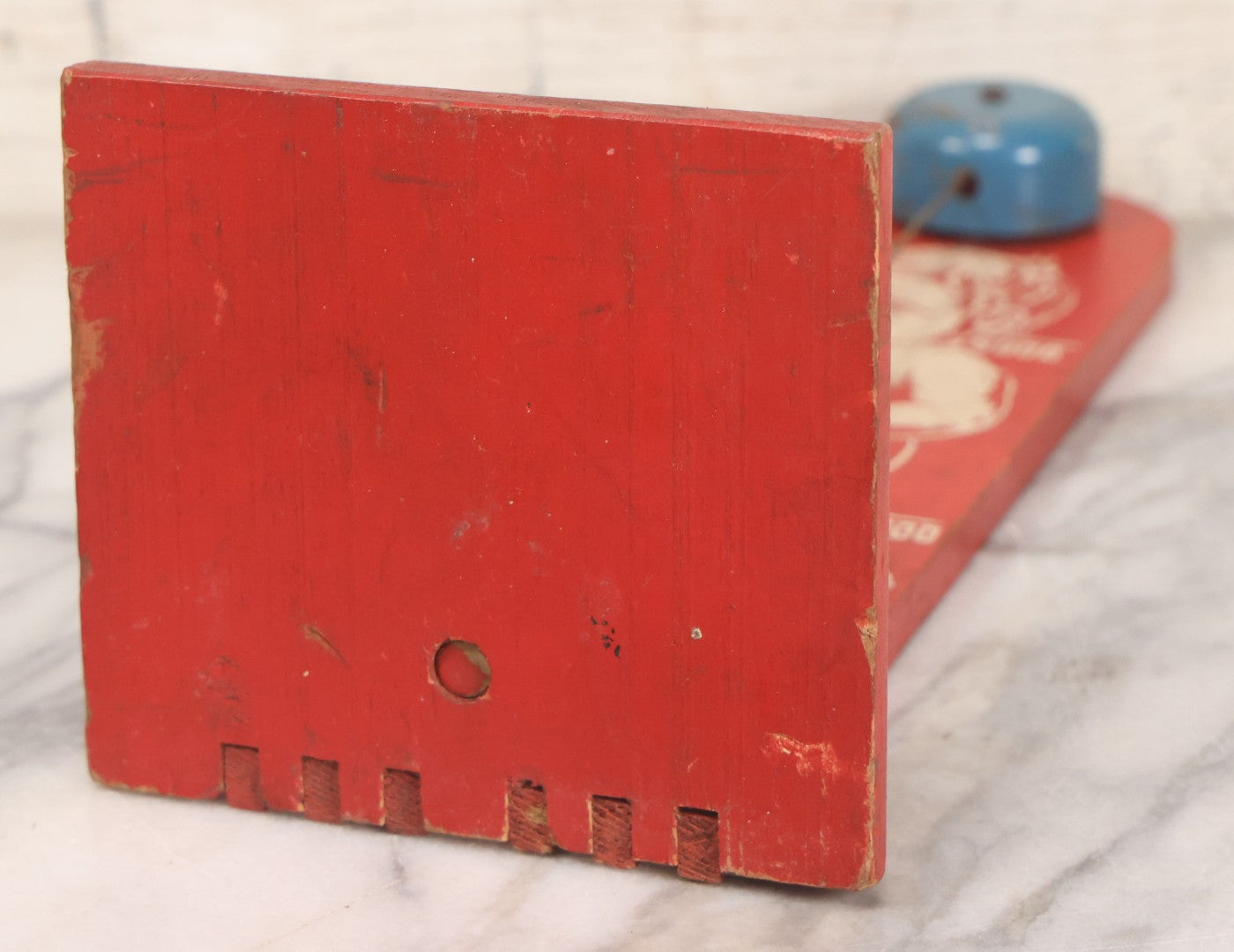 Lot 053 - Vintage Painted Wood "High Striker" Or "Strongman" Carnival Style Tabletop Toy With Young Boy Boxer And Finger Operated Bell Ringer, Circa 1950