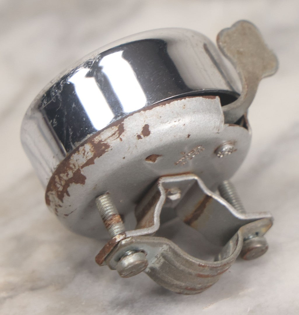 Lot 055 - Vintage Mickey Mouse Magician Chrome Bicycle Bell With Handlebar Clamp, Copyright Walt Disney Productions, Made In Germany, Ringer Functions