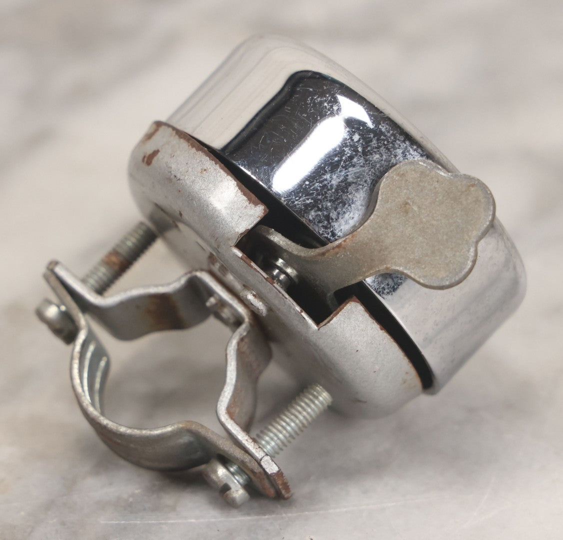 Lot 055 - Vintage Mickey Mouse Magician Chrome Bicycle Bell With Handlebar Clamp, Copyright Walt Disney Productions, Made In Germany, Ringer Functions