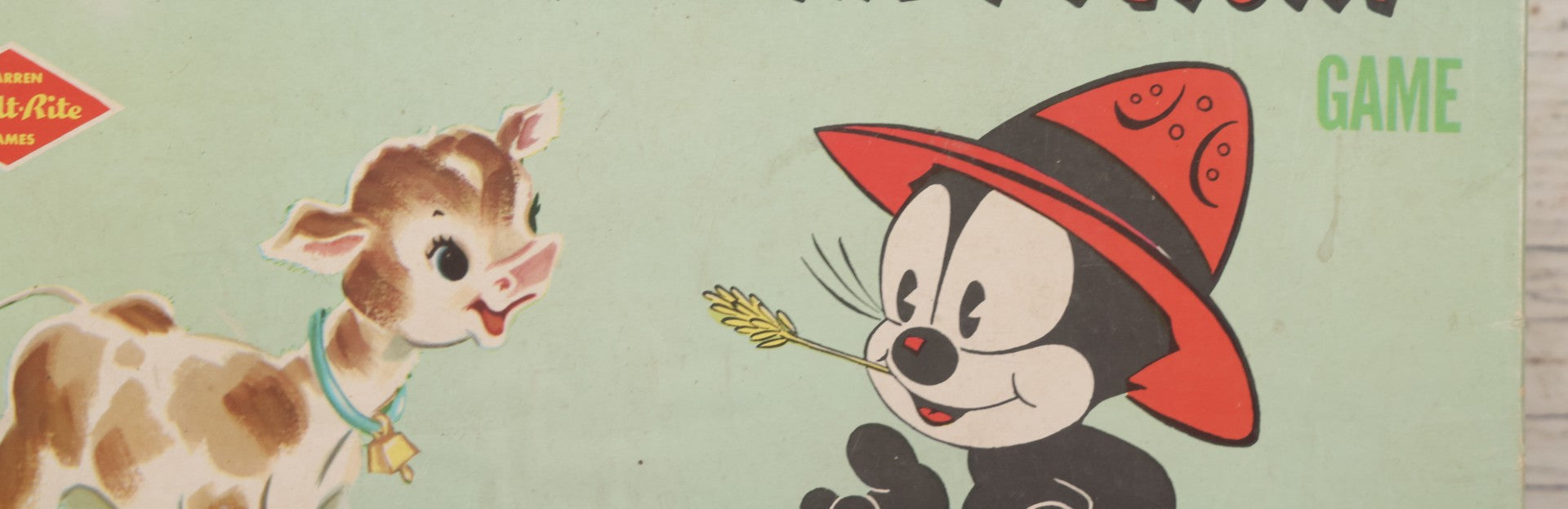 Lot 060 - "Felix The Cat's Down On The Farm" Vintage Board Game By Warren Built-Rite Games, Missing All Pieces But Boards