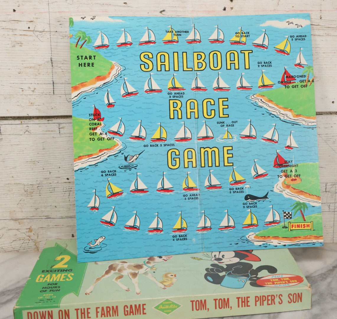 Lot 060 - "Felix The Cat's Down On The Farm" Vintage Board Game By Warren Built-Rite Games, Missing All Pieces But Boards