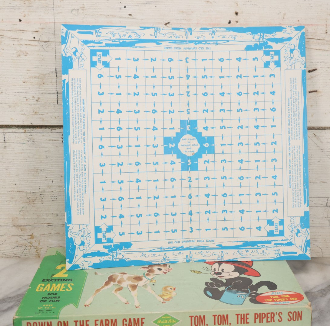 Lot 060 - "Felix The Cat's Down On The Farm" Vintage Board Game By Warren Built-Rite Games, Missing All Pieces But Boards