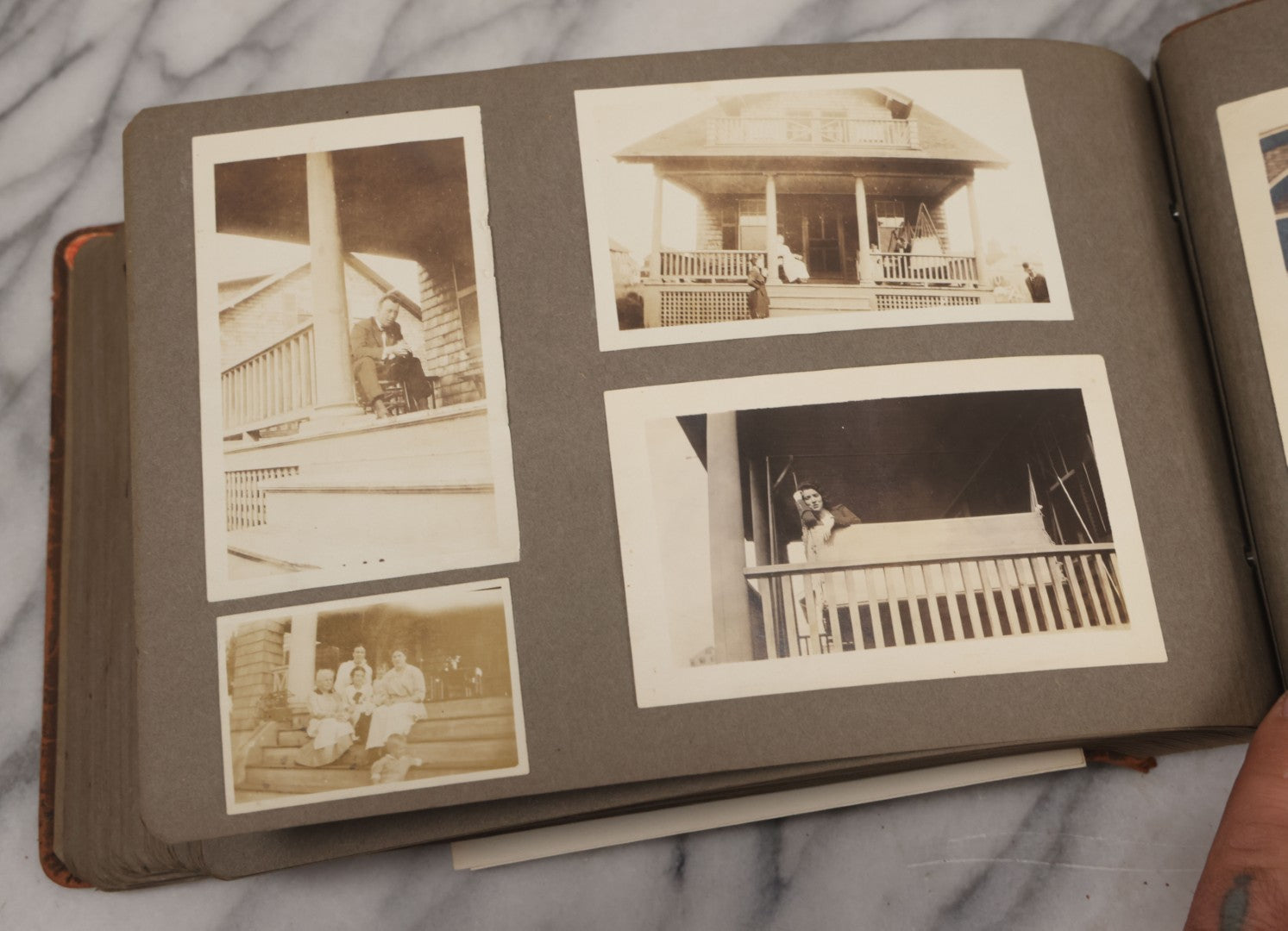 Lot 062 - Vintage Snapshot Photo Album With 125+ Photographs Including Photos Of Spirit Of St. Louis Plane, Redwood Forest, Automobiles, Outings, Comic Wedding Posters, Statue Of Liberty, Beachwear, And More