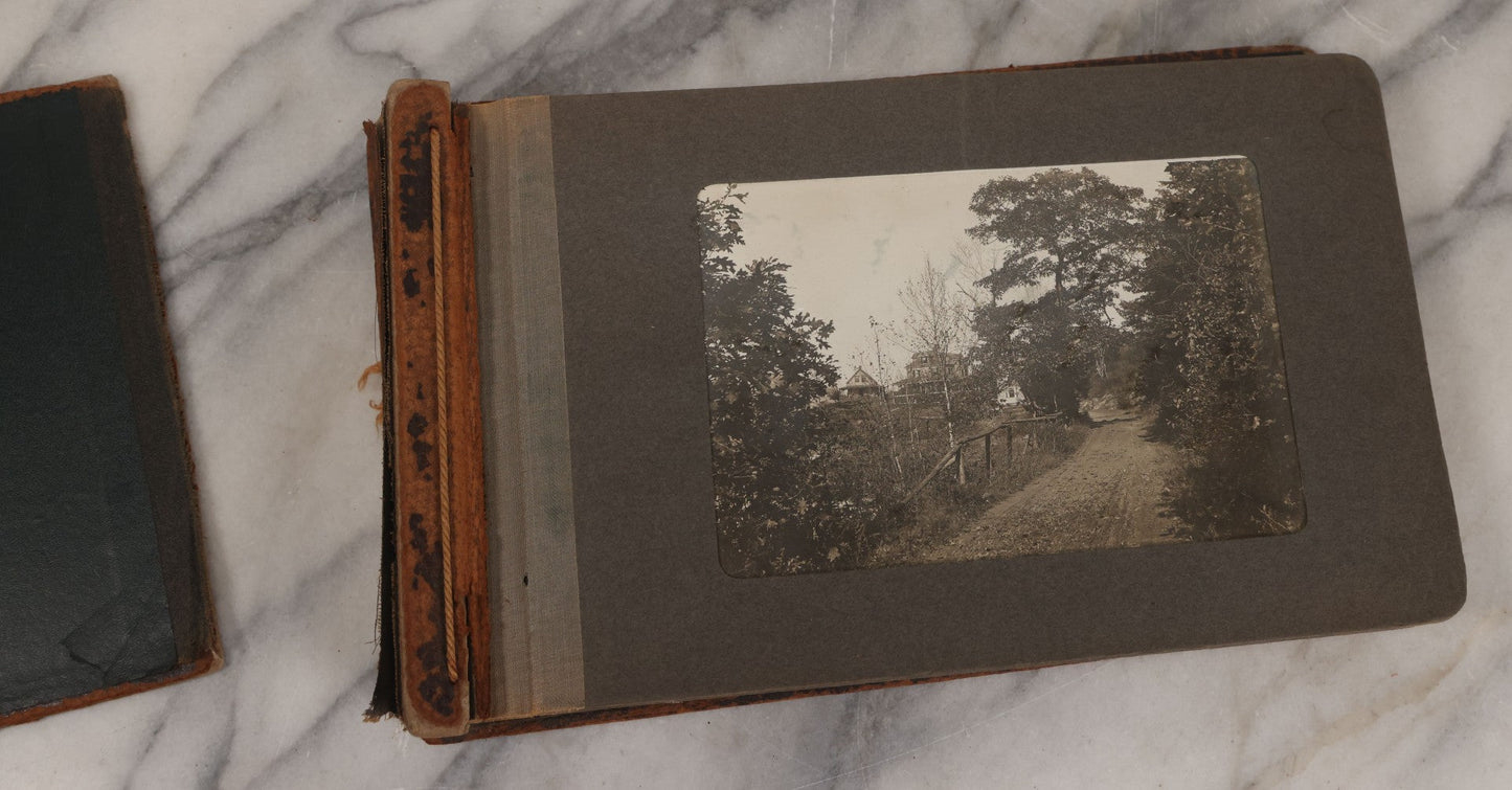 Lot 063 - Antique Snapshot Photo Album With 24 Photographs Of Turn Of The Century Coastal Towns And Farms With Group Photos Of Beach And Other Outings, Likely Maine, New England, Note Cover Detached