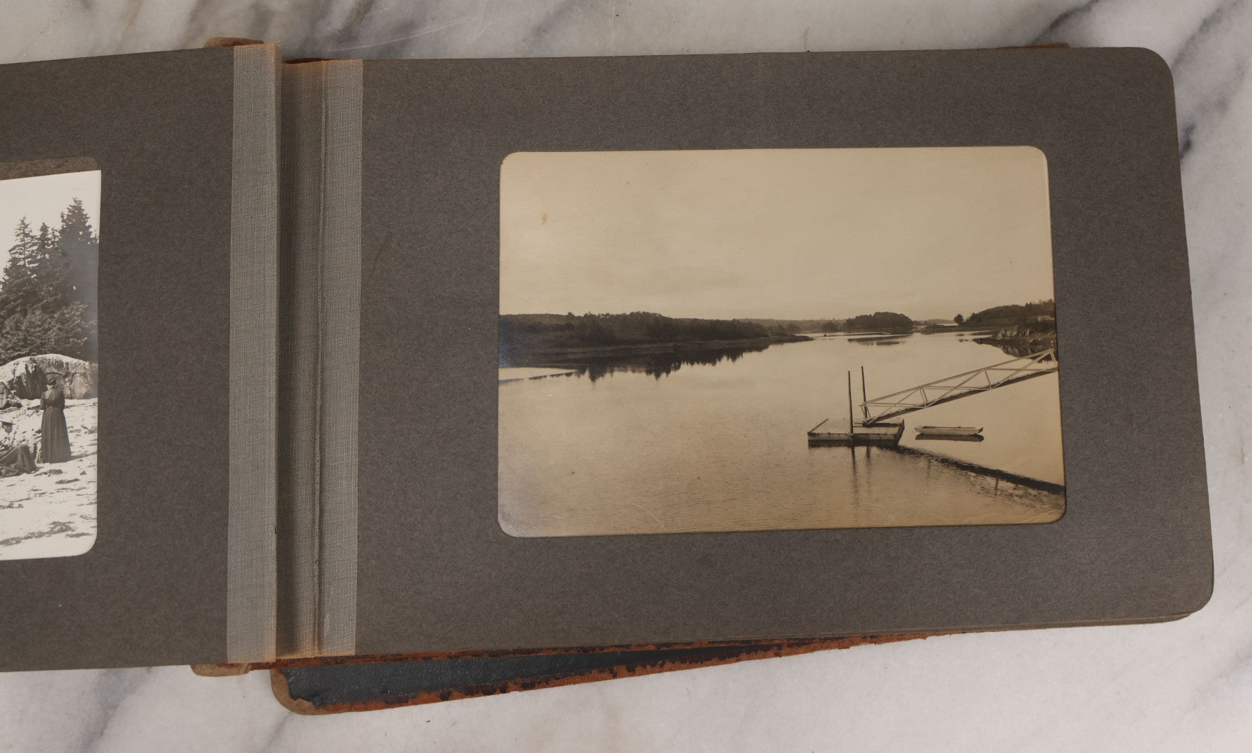 Lot 063 - Antique Snapshot Photo Album With 24 Photographs Of Turn Of The Century Coastal Towns And Farms With Group Photos Of Beach And Other Outings, Likely Maine, New England, Note Cover Detached