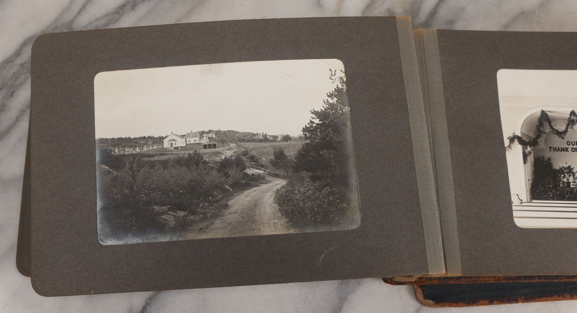 Lot 063 - Antique Snapshot Photo Album With 24 Photographs Of Turn Of The Century Coastal Towns And Farms With Group Photos Of Beach And Other Outings, Likely Maine, New England, Note Cover Detached