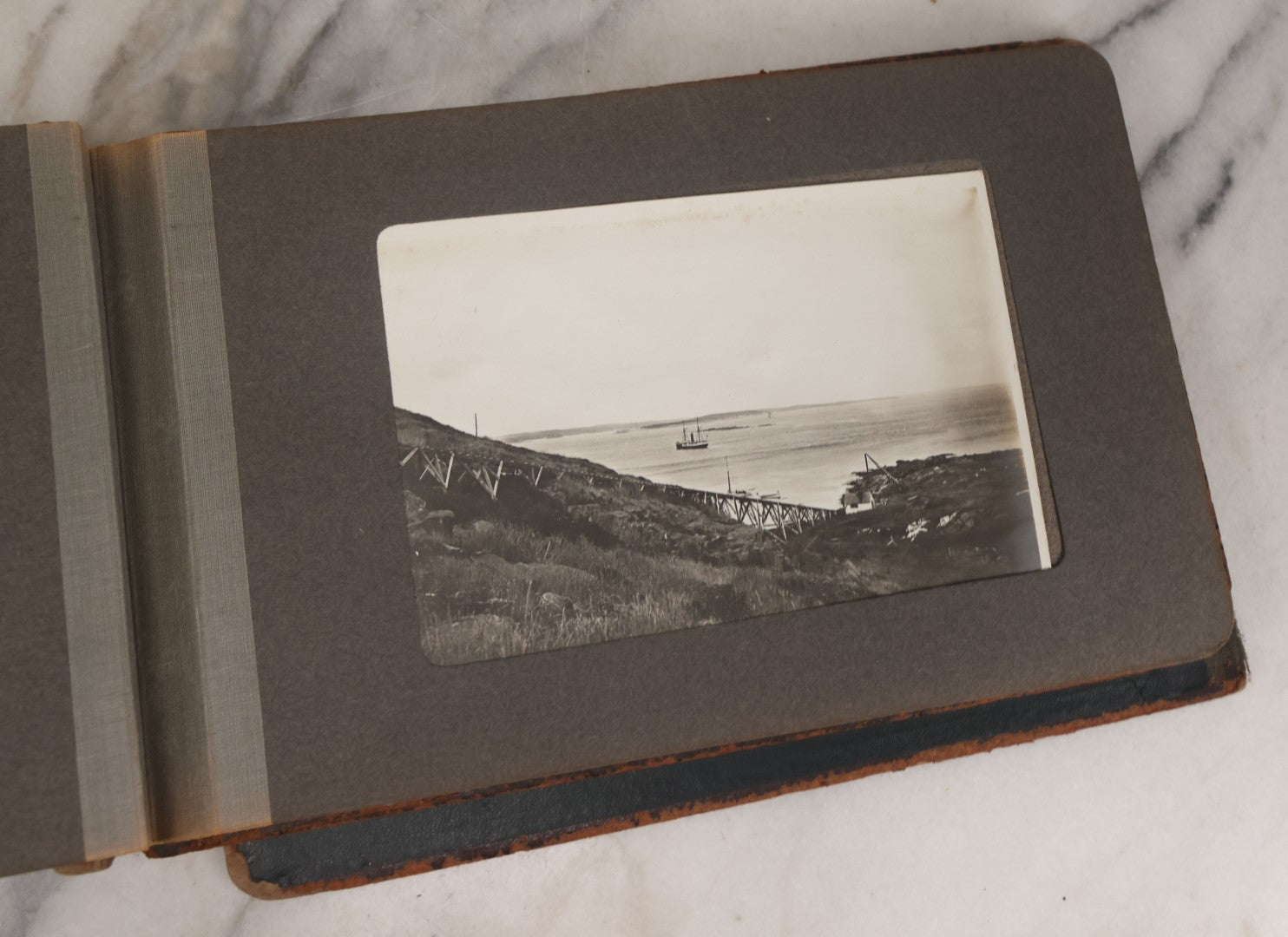 Lot 063 - Antique Snapshot Photo Album With 24 Photographs Of Turn Of The Century Coastal Towns And Farms With Group Photos Of Beach And Other Outings, Likely Maine, New England, Note Cover Detached