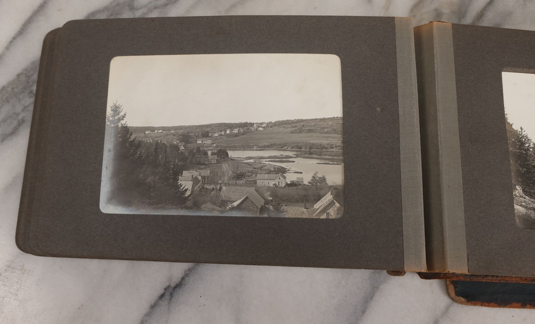 Lot 063 - Antique Snapshot Photo Album With 24 Photographs Of Turn Of The Century Coastal Towns And Farms With Group Photos Of Beach And Other Outings, Likely Maine, New England, Note Cover Detached