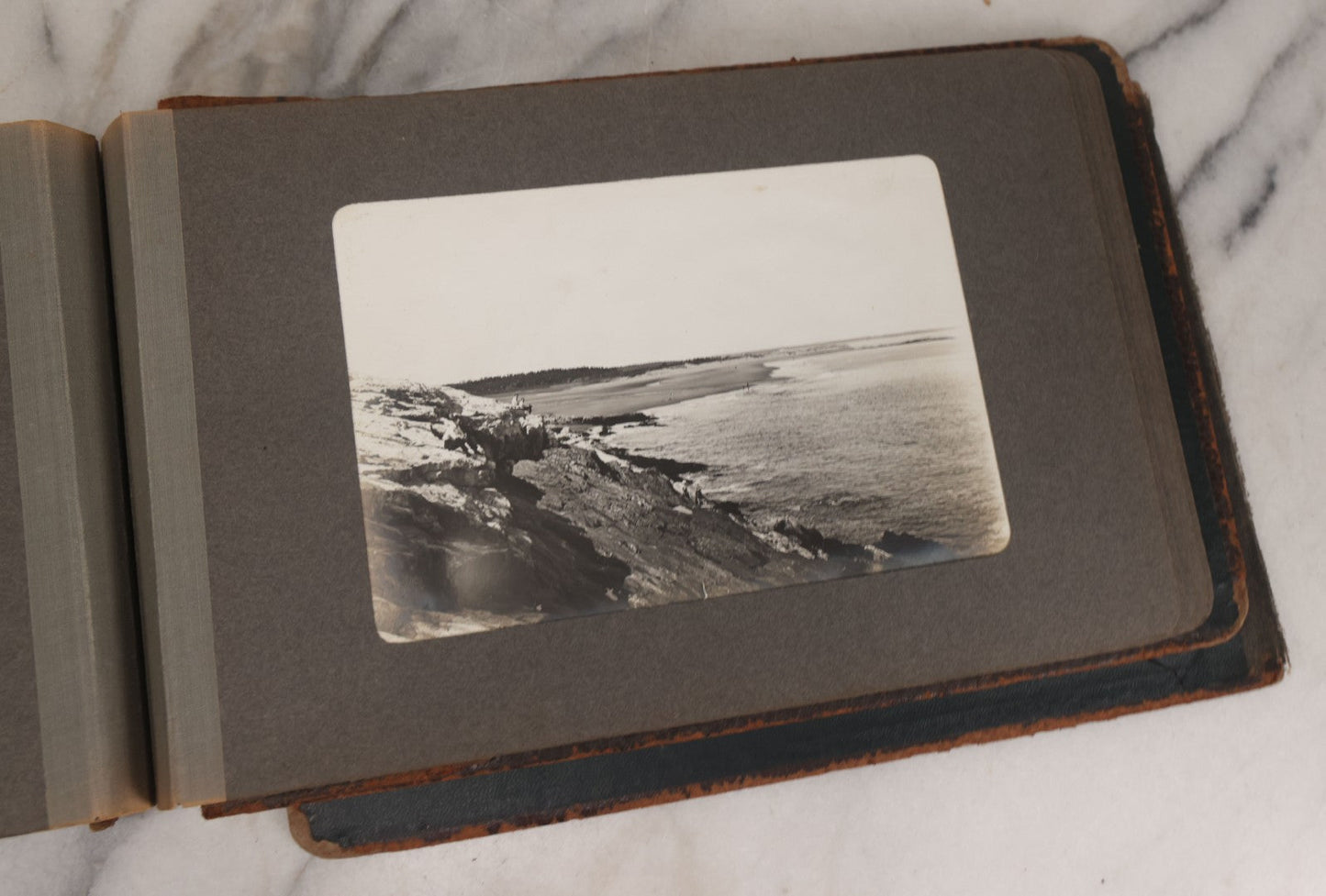 Lot 063 - Antique Snapshot Photo Album With 24 Photographs Of Turn Of The Century Coastal Towns And Farms With Group Photos Of Beach And Other Outings, Likely Maine, New England, Note Cover Detached