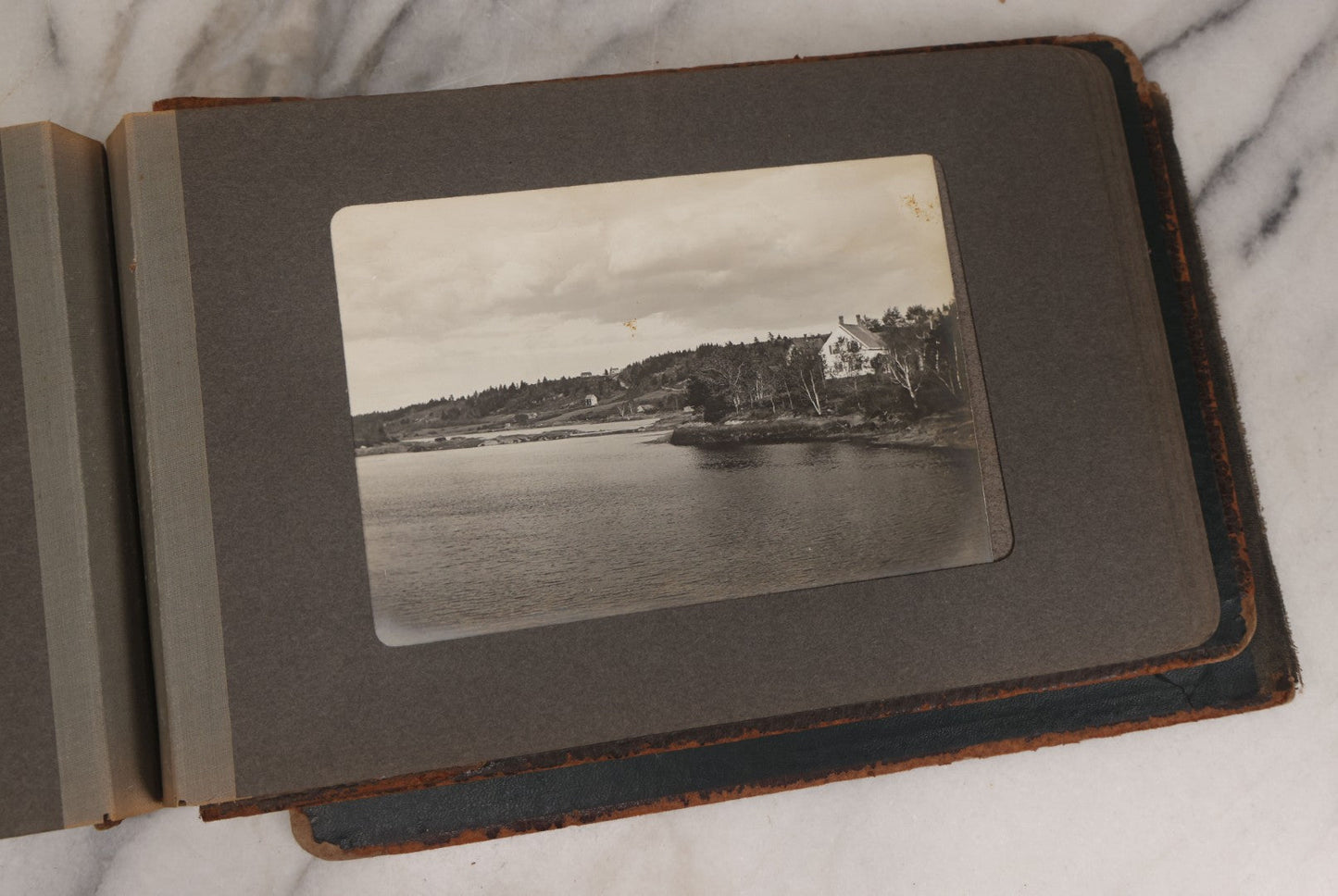 Lot 063 - Antique Snapshot Photo Album With 24 Photographs Of Turn Of The Century Coastal Towns And Farms With Group Photos Of Beach And Other Outings, Likely Maine, New England, Note Cover Detached