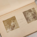 Lot 064 - Antique Snapshot Photo Album Scrapbook Contained In A Record Ledger With 40+ Photos And Scraps, With Handwritten Enscriptions, Including Interior Photos, Outdoor Photos, And More, Circa 1900, Hand Drawn Flower Scraps