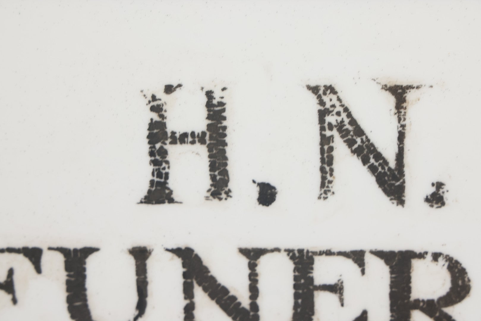 Lot 001 - Vintage Hand Painted Sign For "H.N. Colby Funeral Home" Lawrence, Massachusetts, In Metal Frame With Brackets, Painted On Vitrolite "Better Than Marble Composite Material," Circa 1940s, 25-5/8" L x 8-1/2" H