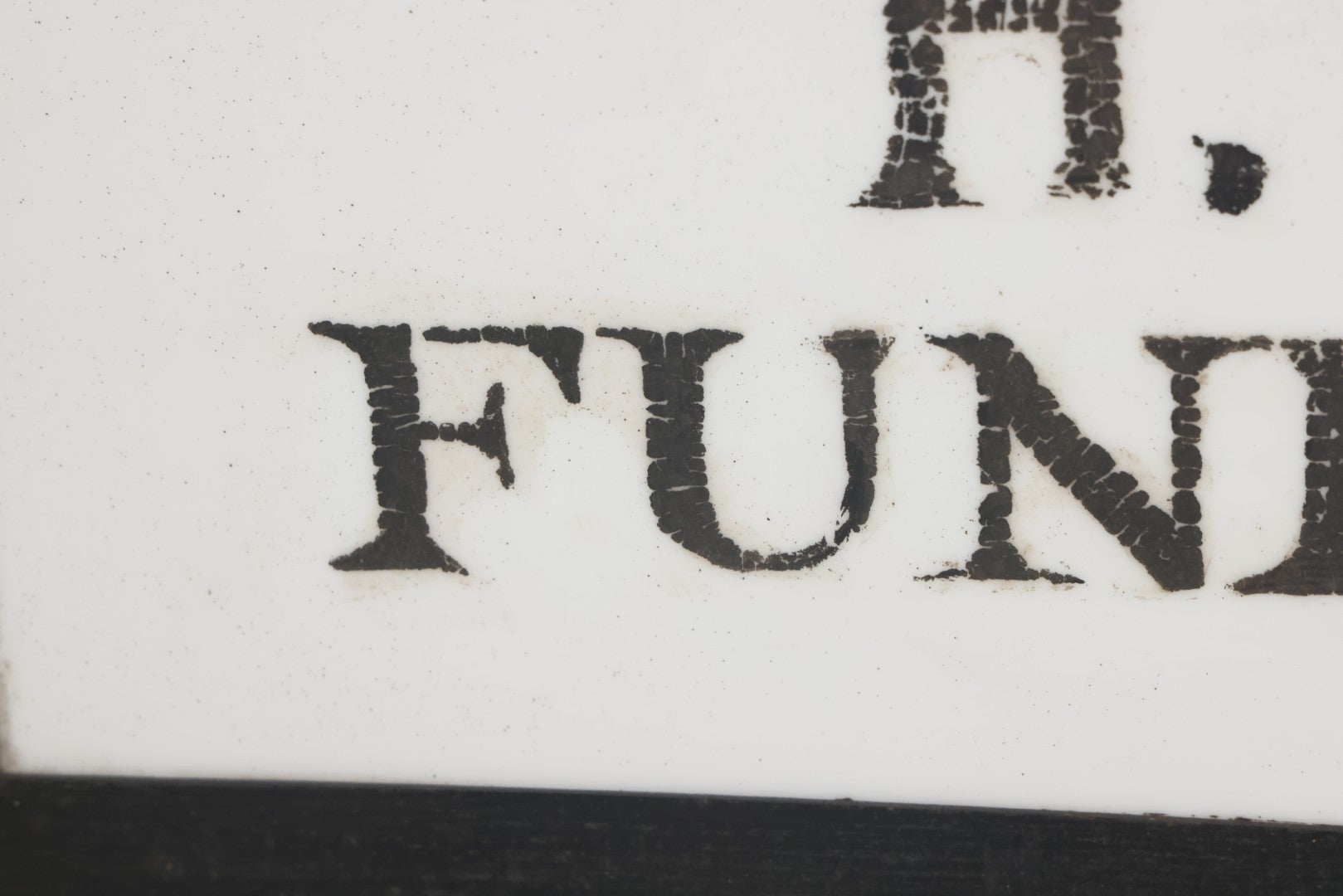 Lot 001 - Vintage Hand Painted Sign For "H.N. Colby Funeral Home" Lawrence, Massachusetts, In Metal Frame With Brackets, Painted On Vitrolite "Better Than Marble Composite Material," Circa 1940s, 25-5/8" L x 8-1/2" H