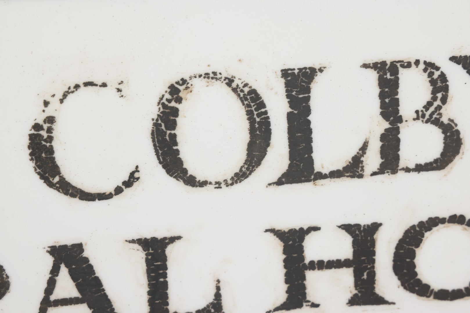 Lot 001 - Vintage Hand Painted Sign For "H.N. Colby Funeral Home" Lawrence, Massachusetts, In Metal Frame With Brackets, Painted On Vitrolite "Better Than Marble Composite Material," Circa 1940s, 25-5/8" L x 8-1/2" H