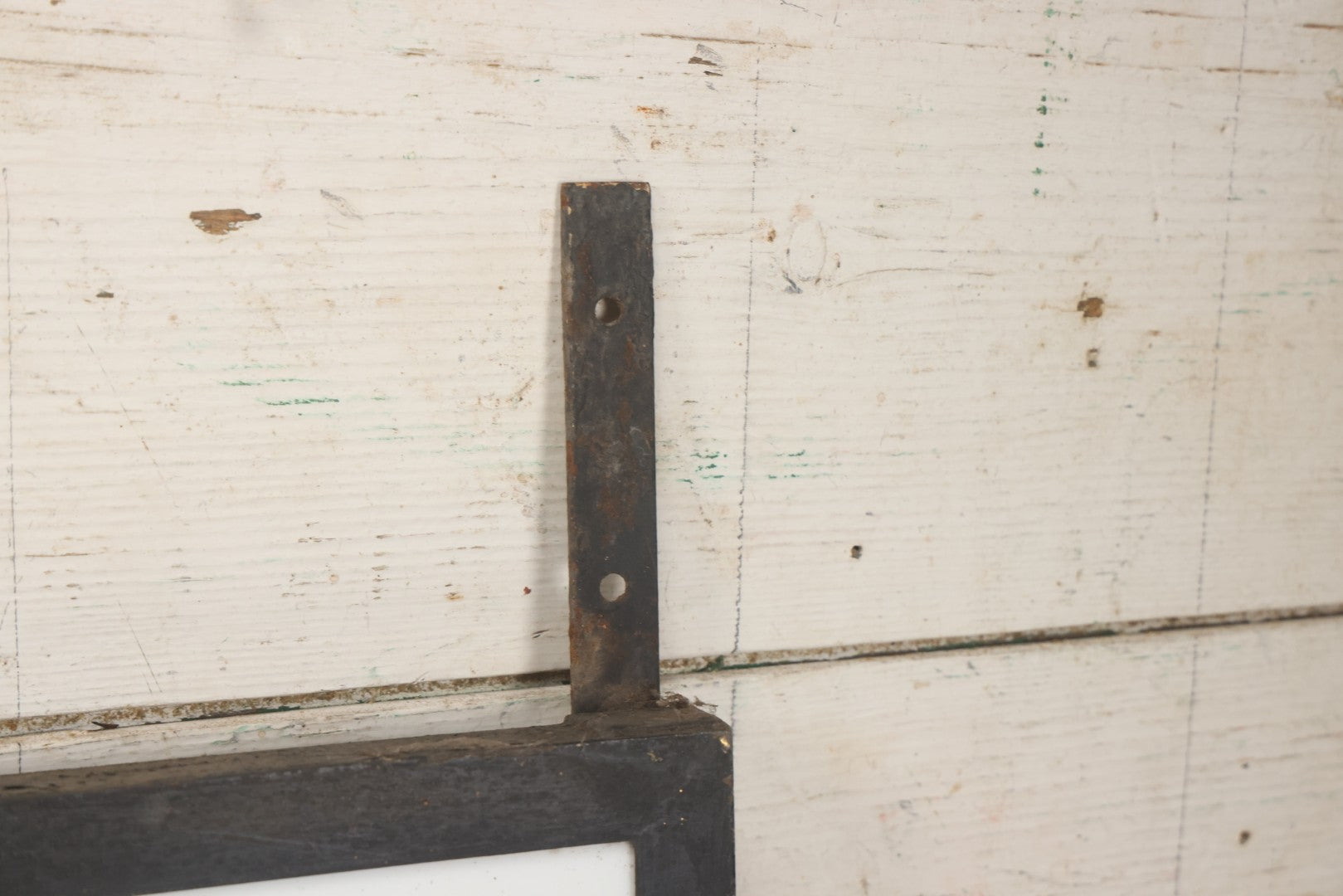 Lot 001 - Vintage Hand Painted Sign For "H.N. Colby Funeral Home" Lawrence, Massachusetts, In Metal Frame With Brackets, Painted On Vitrolite "Better Than Marble Composite Material," Circa 1940s, 25-5/8" L x 8-1/2" H