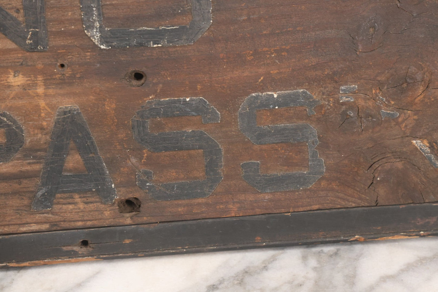 Lot 002 - Antique Carved And Painted "No Trespassing" Wood Sign With Raised Letters And Black Paint, Original Wear As Seen, 22-7/8" W x 8-5/6"H