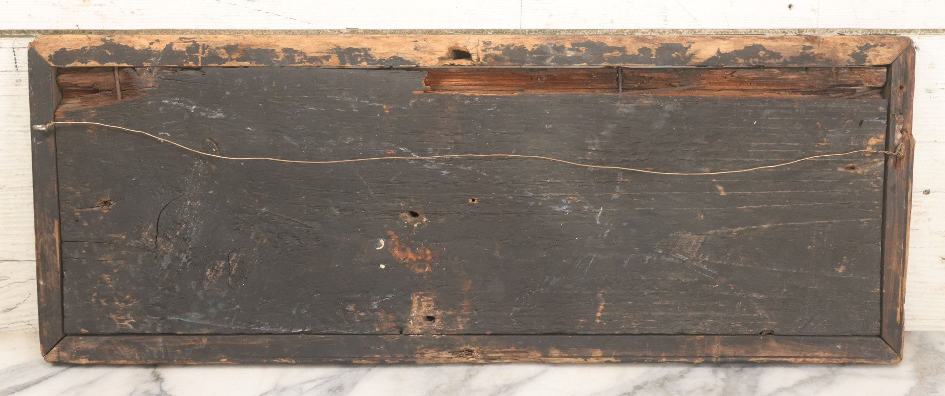 Lot 002 - Antique Carved And Painted "No Trespassing" Wood Sign With Raised Letters And Black Paint, Original Wear As Seen, 22-7/8" W x 8-5/6"H