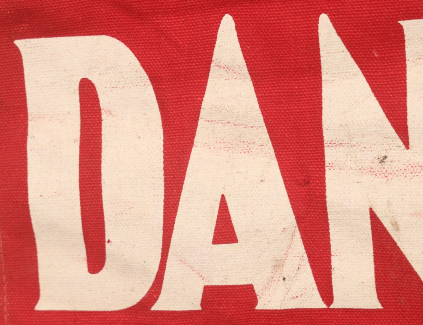 Lot 003 - Vintage Printed Red Fabric "Danger" Warning Flag Banner With Metal Wire Hanger, 13" W x 16-5/8" H