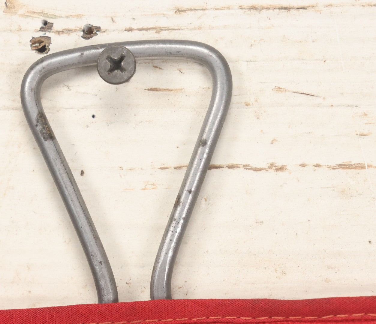 Lot 003 - Vintage Printed Red Fabric "Danger" Warning Flag Banner With Metal Wire Hanger, 13" W x 16-5/8" H