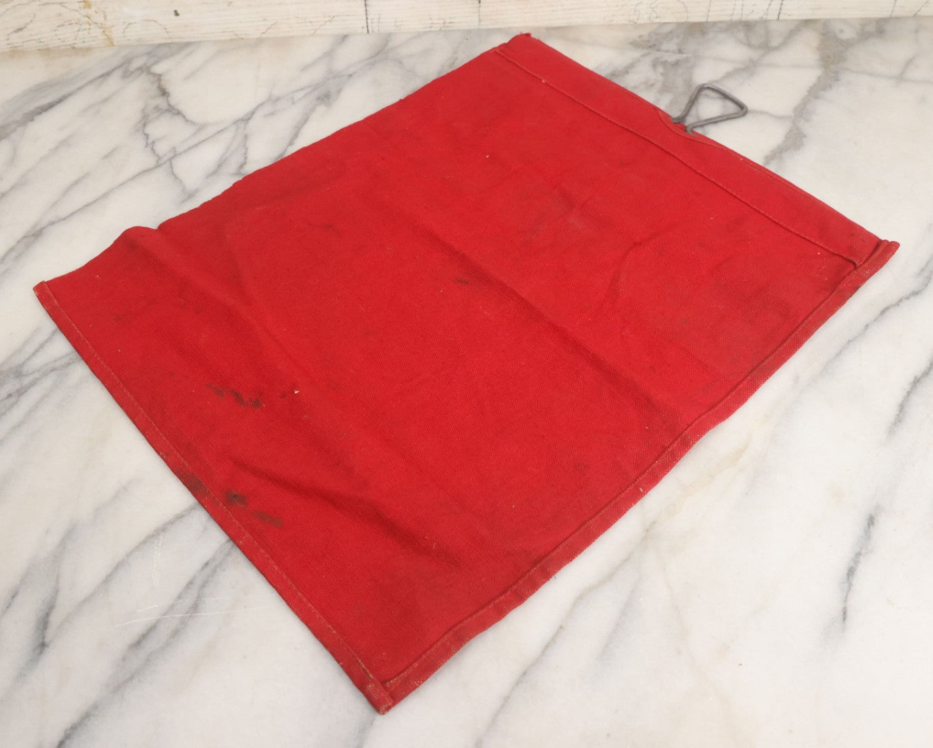 Lot 003 - Vintage Printed Red Fabric "Danger" Warning Flag Banner With Metal Wire Hanger, 13" W x 16-5/8" H