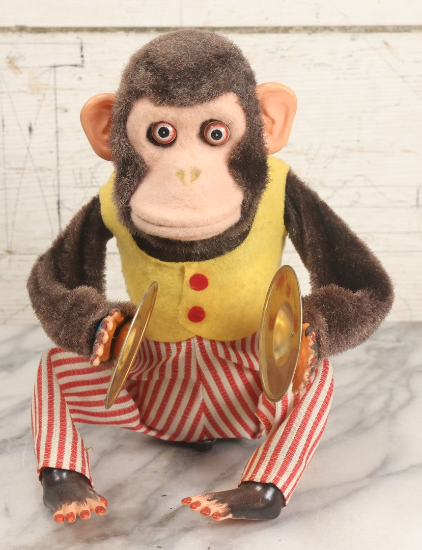Lot 004 - Vintage Battery Operated Musical Jolly Chimp Animated Toy, Working Condition, Plays Cymbals, Glares And Shows Teeth, In Original Box, Manufactured By Daishin, No. 4910, Made In Japan