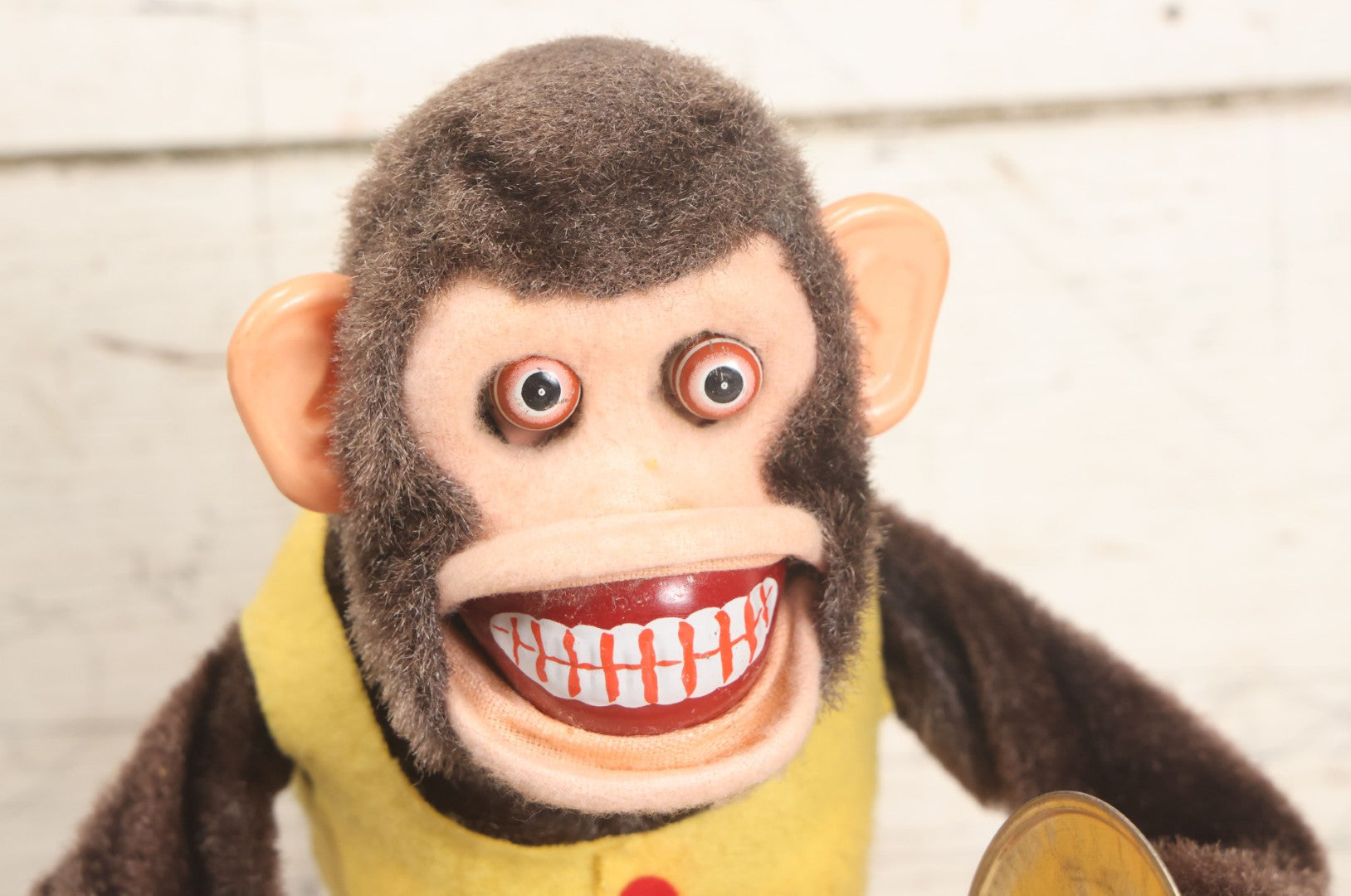 Lot 004 - Vintage Battery Operated Musical Jolly Chimp Animated Toy, Working Condition, Plays Cymbals, Glares And Shows Teeth, In Original Box, Manufactured By Daishin, No. 4910, Made In Japan