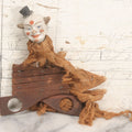 Lot 005 - Antique Animated Clown Doll With Composition Head, Remnants Of Clothes And Finger Operated Scissor Style Action