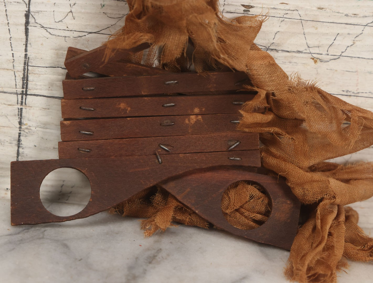 Lot 005 - Antique Animated Clown Doll With Composition Head, Remnants Of Clothes And Finger Operated Scissor Style Action