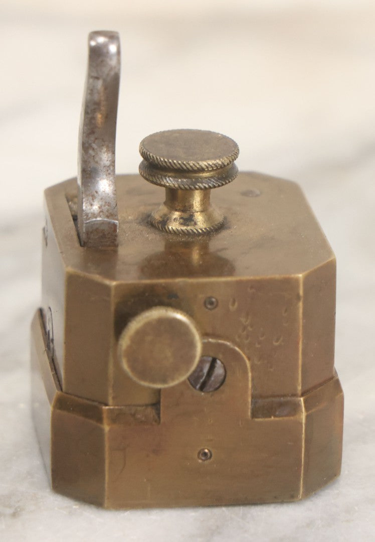 Lot 006 - Antique Brass Spring Loaded Bloodletting Fleam, Medical Device, With Partial Original Box