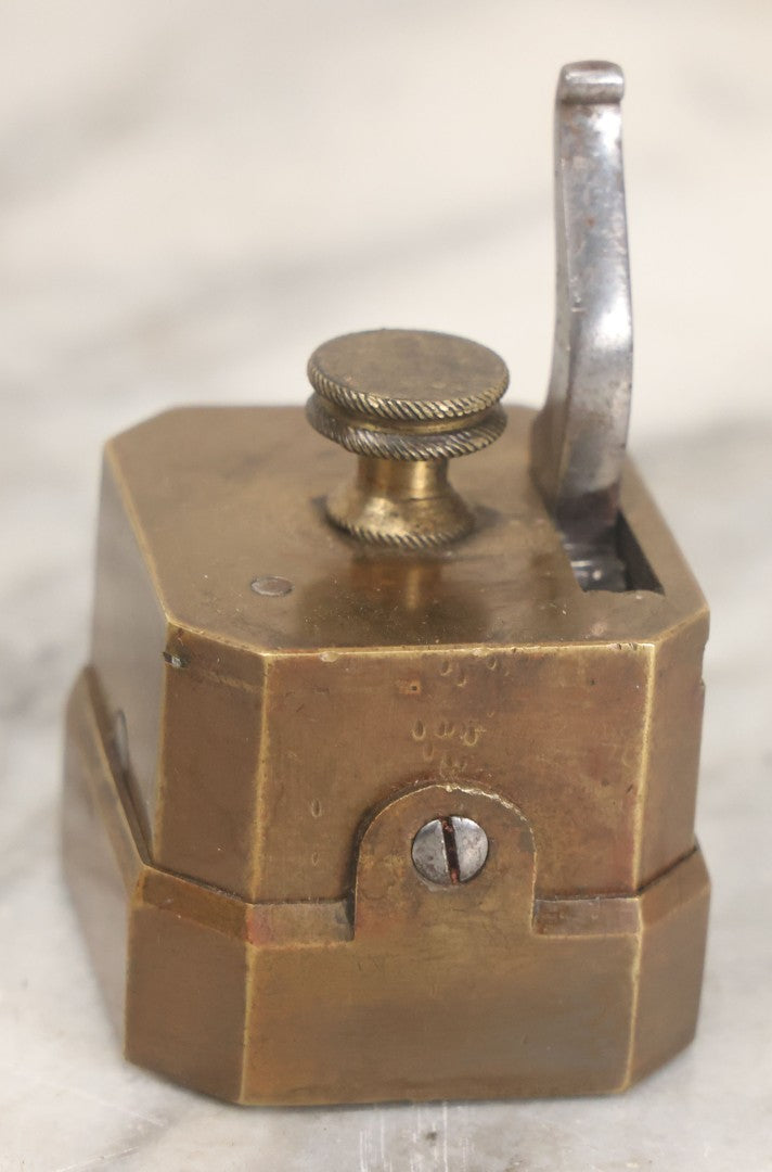 Lot 006 - Antique Brass Spring Loaded Bloodletting Fleam, Medical Device, With Partial Original Box