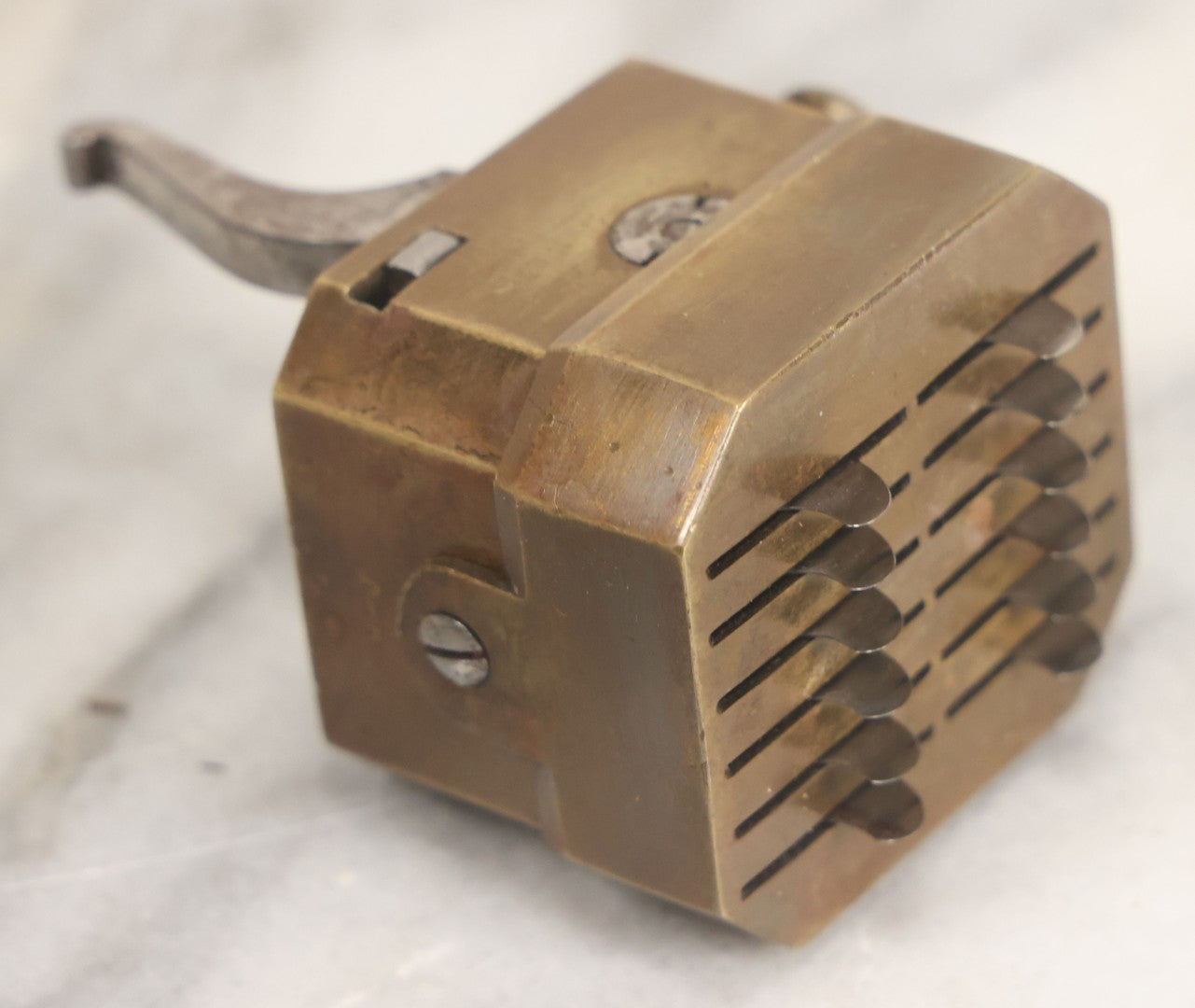 Lot 006 - Antique Brass Spring Loaded Bloodletting Fleam, Medical Device, With Partial Original Box