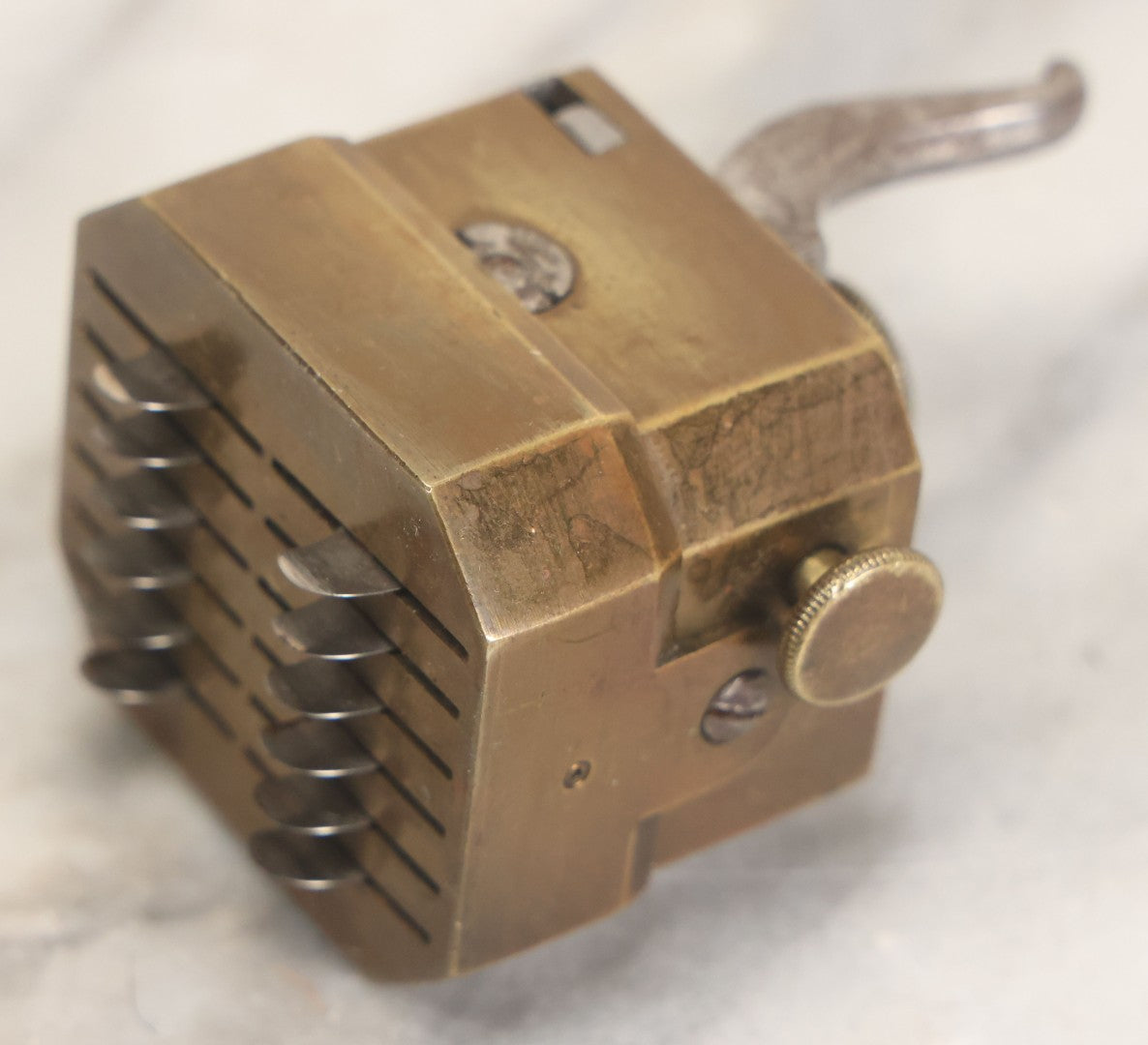 Lot 006 - Antique Brass Spring Loaded Bloodletting Fleam, Medical Device, With Partial Original Box