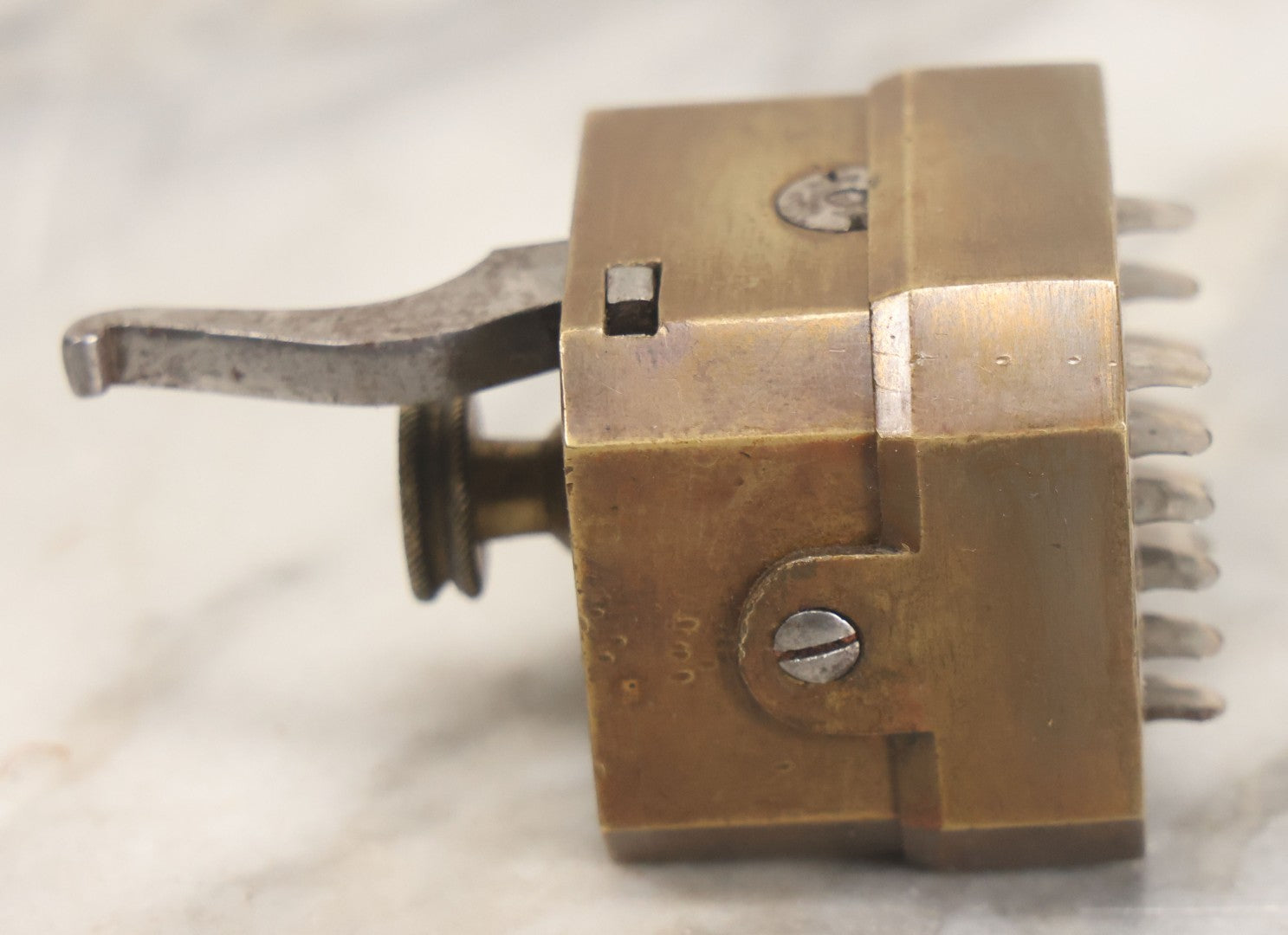 Lot 006 - Antique Brass Spring Loaded Bloodletting Fleam, Medical Device, With Partial Original Box