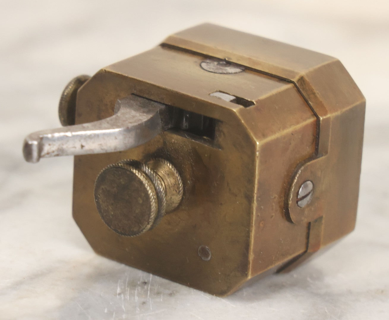 Lot 006 - Antique Brass Spring Loaded Bloodletting Fleam, Medical Device, With Partial Original Box