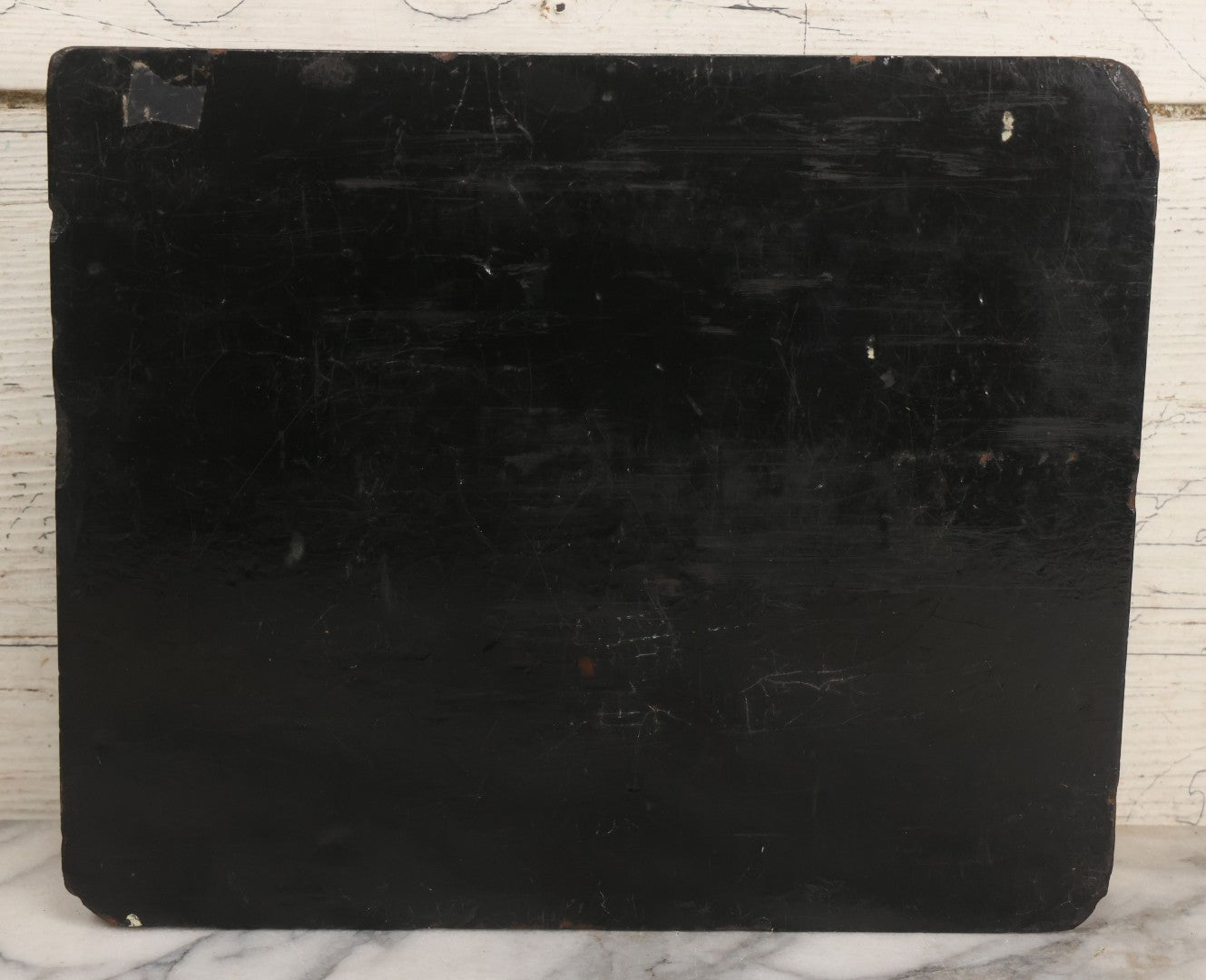 Lot 007 - Antique Black Lacquered Writing Desk Box With Mother Of Pearl Inlay And Gold Painted Decorations, Interior Velvet Lining And Pigeonhole Dividers