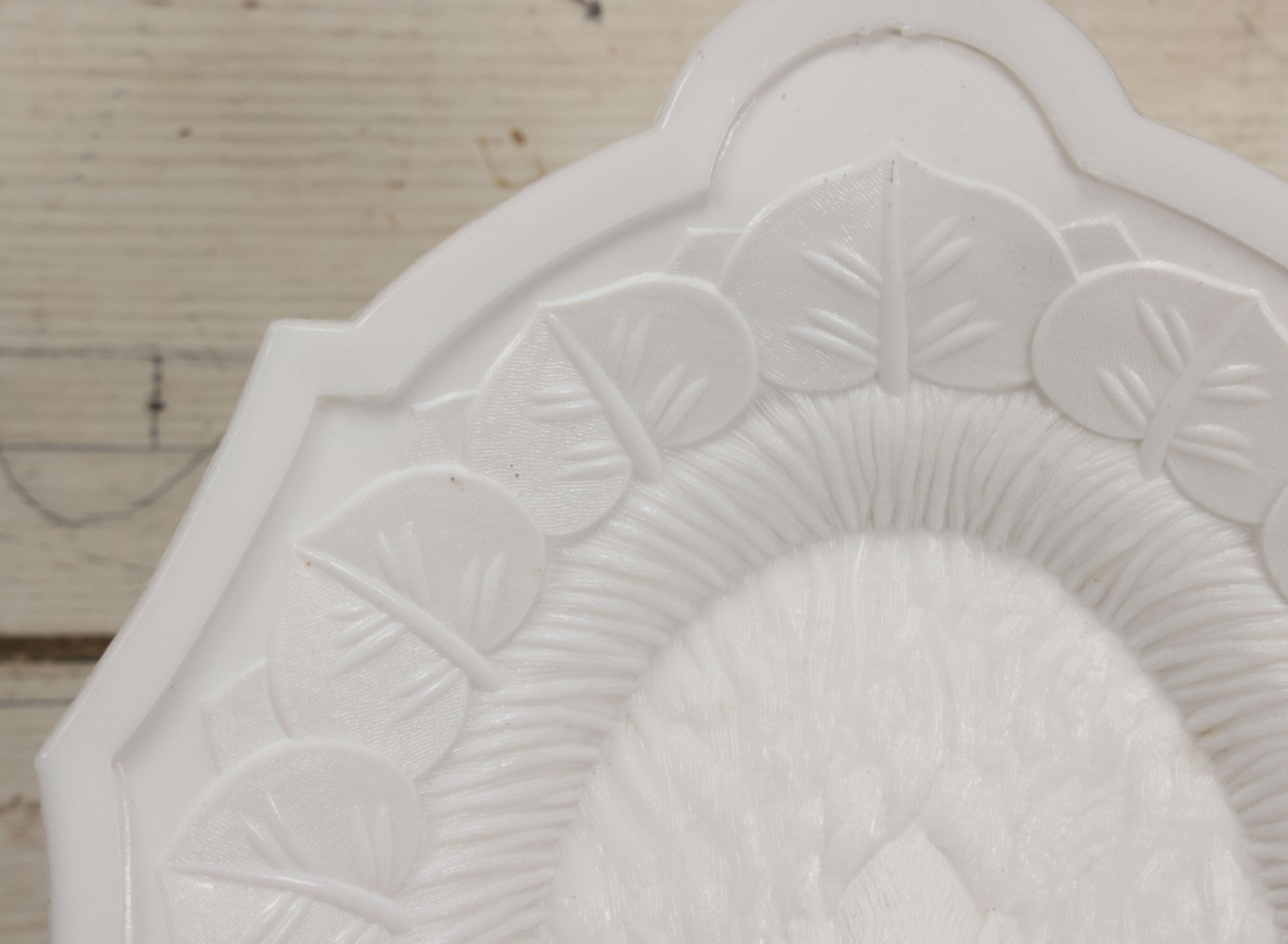 Lot 008 - Antique Milkglass Bread Platter With Figural Swimming Dog Hunting Duck Surrounded By Lily Pads, Three Dimensional Scene, Manufactured By Atterbury & Co., Note Minor Chips And Imperfections