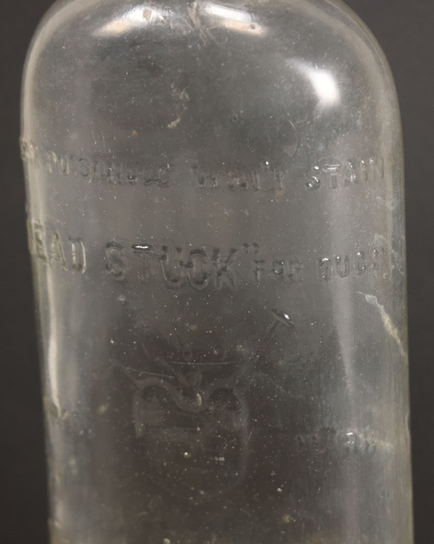 Lot 012 - Antique Bug Killer Glass Bottle, "Dead Stuck" For Bugs, With Pierced Bug Raised Graphic And Lettering, The Philadelphia Chemical Co., Castle, Germany, And Philadelphia, Pennsylvania, 8-5/8" Height