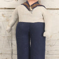 Lot 015 - Vintage Sailor Doll With Stuffed Fabric Body And Paperboard Head, Red Painted Lips And Blue Eyes, With Collar And Hat, 13" Height