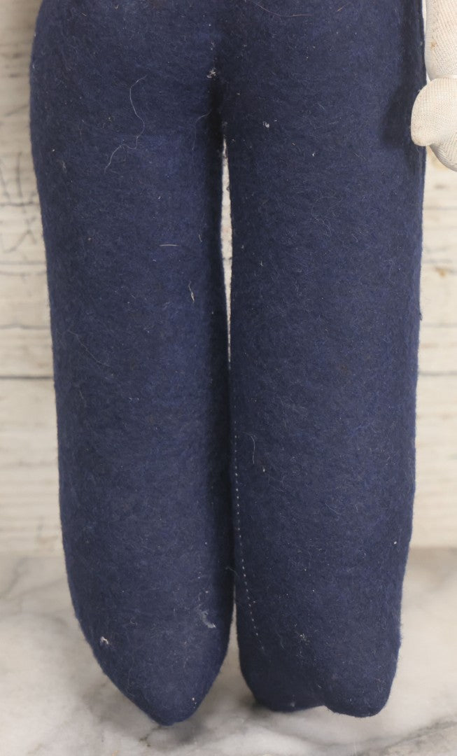 Lot 015 - Vintage Sailor Doll With Stuffed Fabric Body And Paperboard Head, Red Painted Lips And Blue Eyes, With Collar And Hat, 13" Height